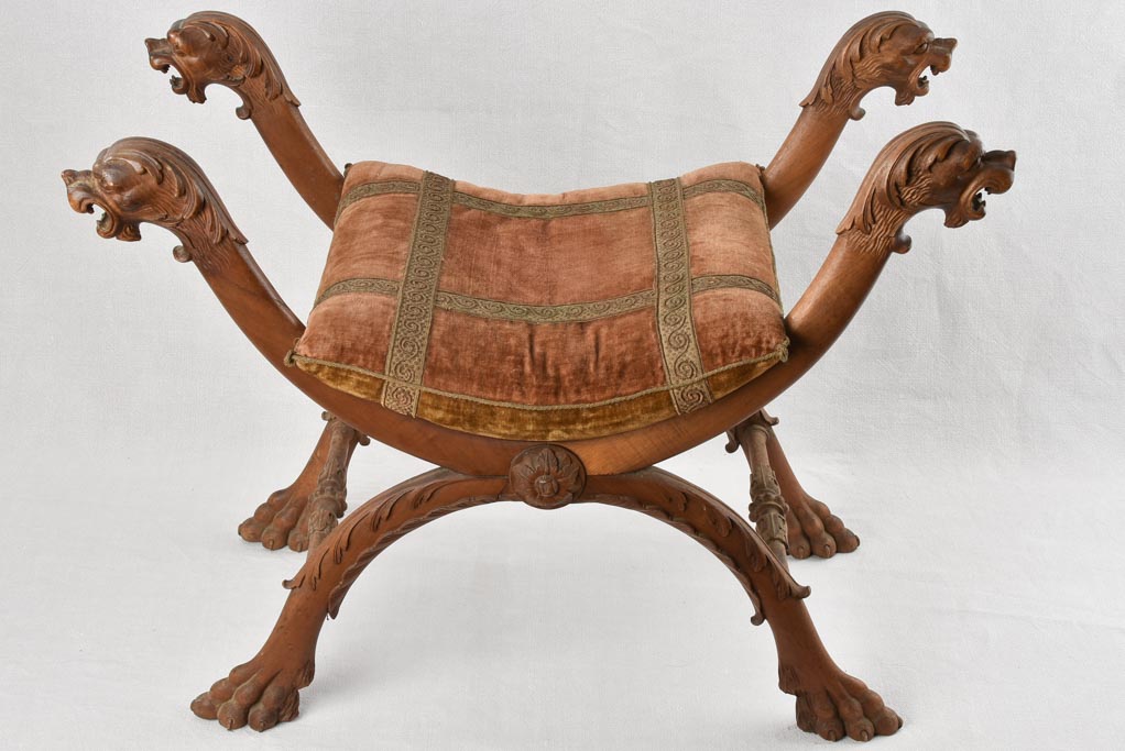 Elegant Victorian Lion Footed Carved Stool