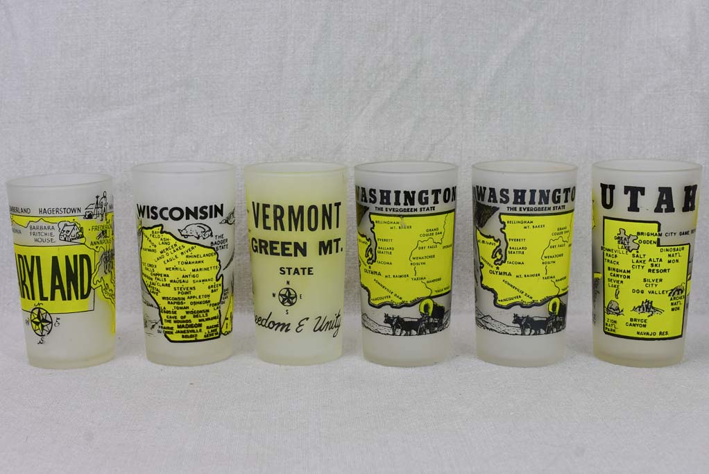 Classic 1960s USA State Glassware Set