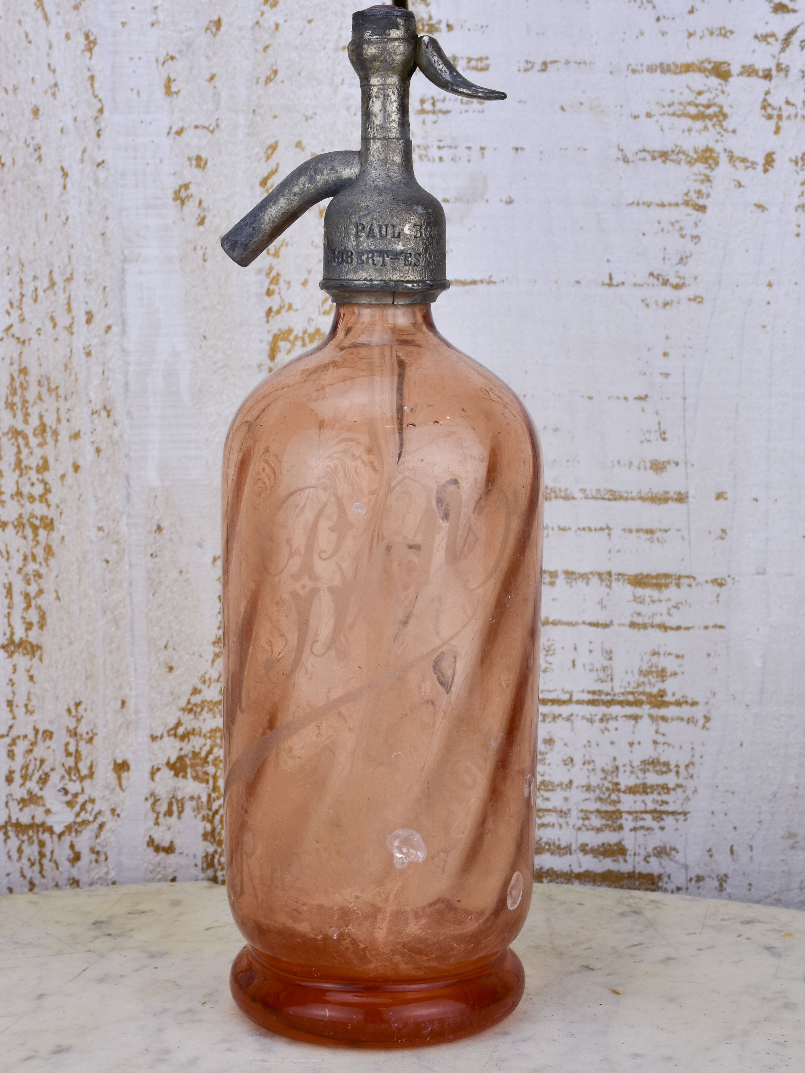 Antique French Seltzer bottle - pink