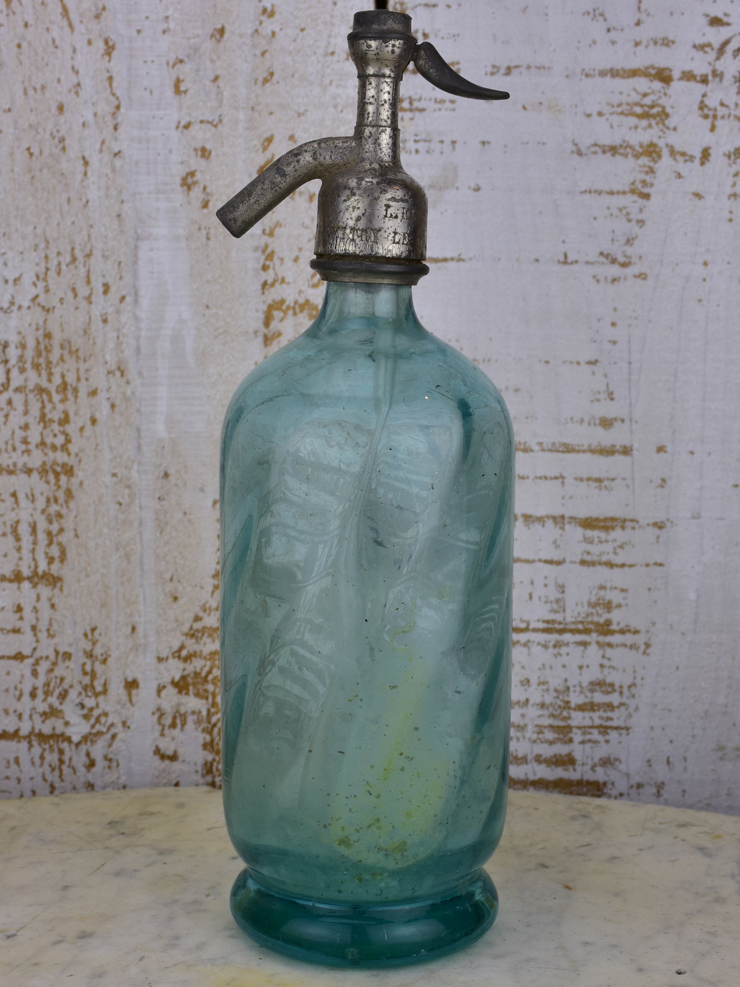 L. Henny Antique French Seltzer bottle - turquoise