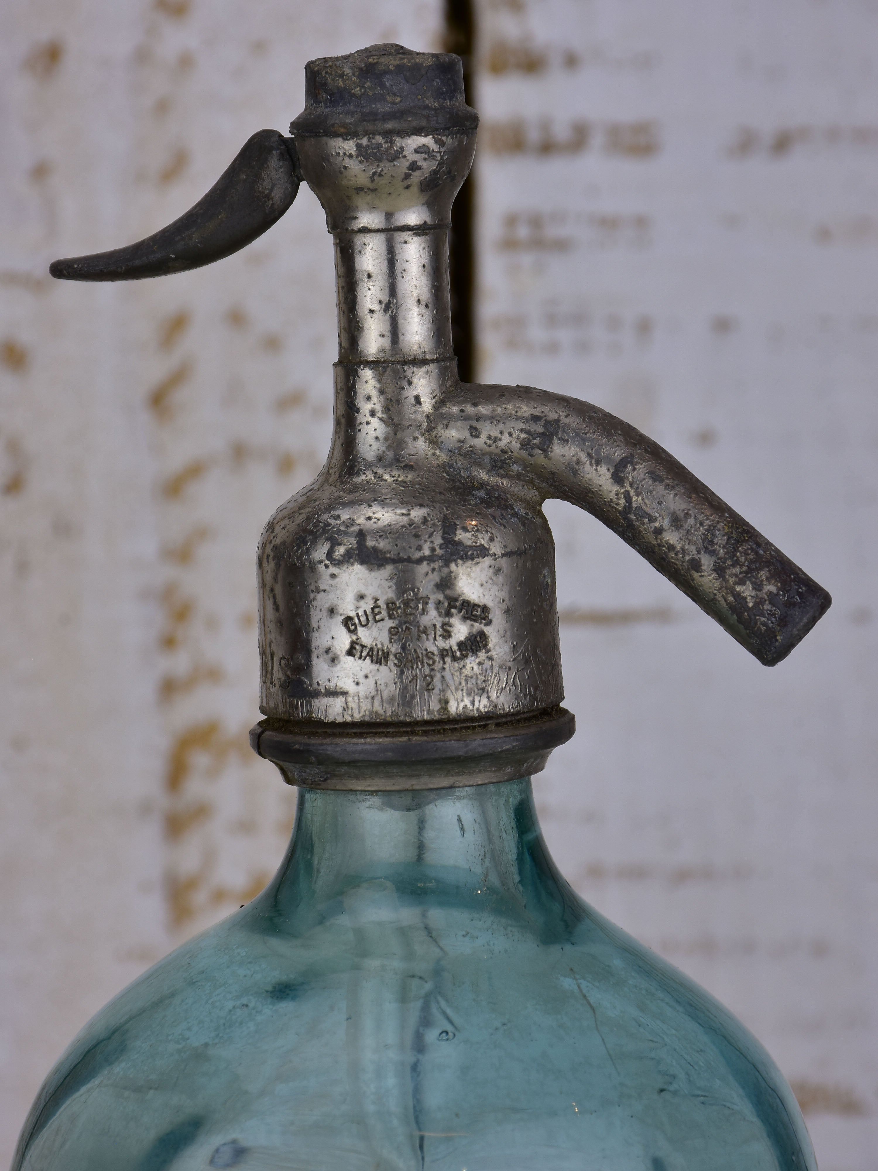 L. Henny Antique French Seltzer bottle - turquoise