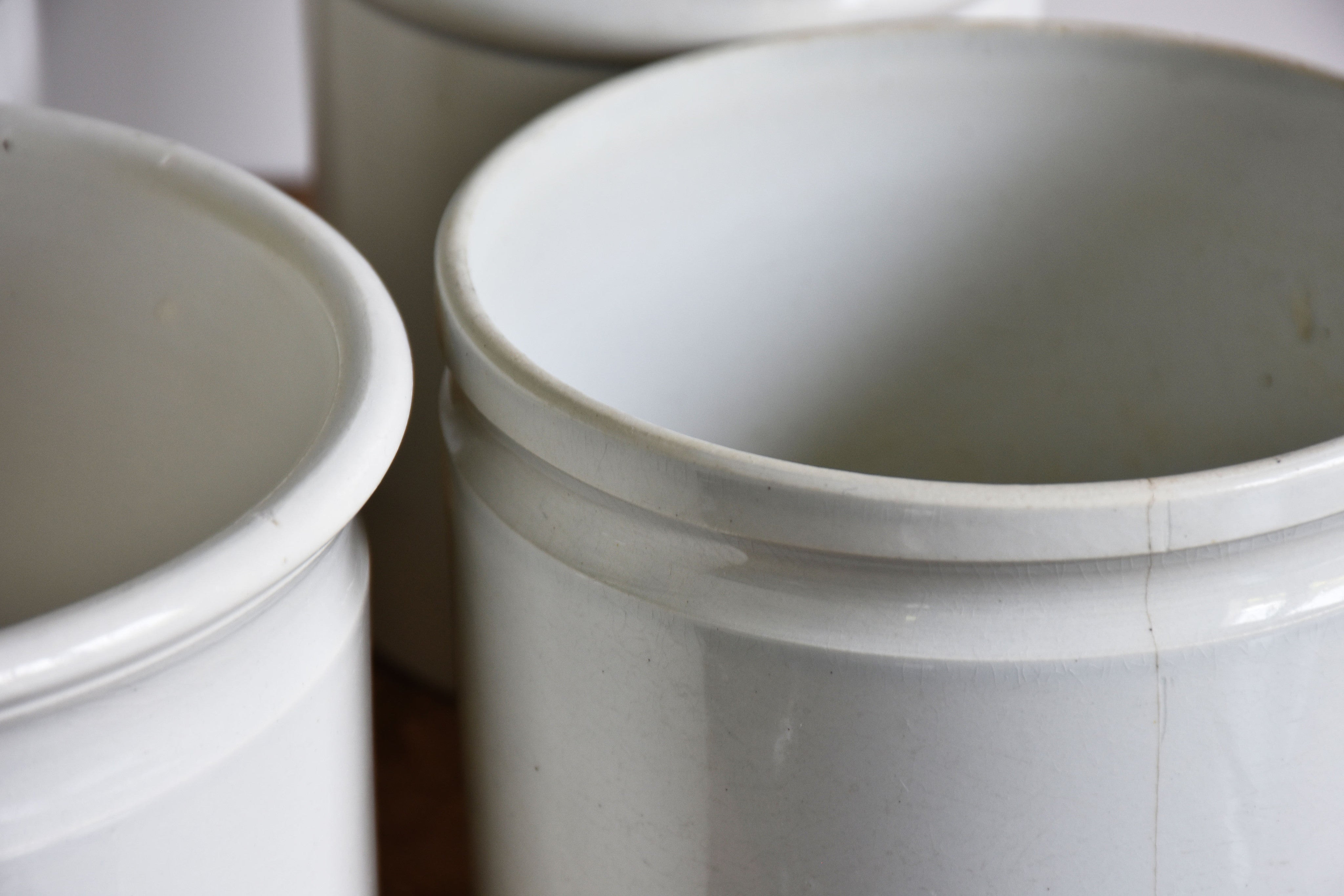 19th century French ironstone preserving jars – Four