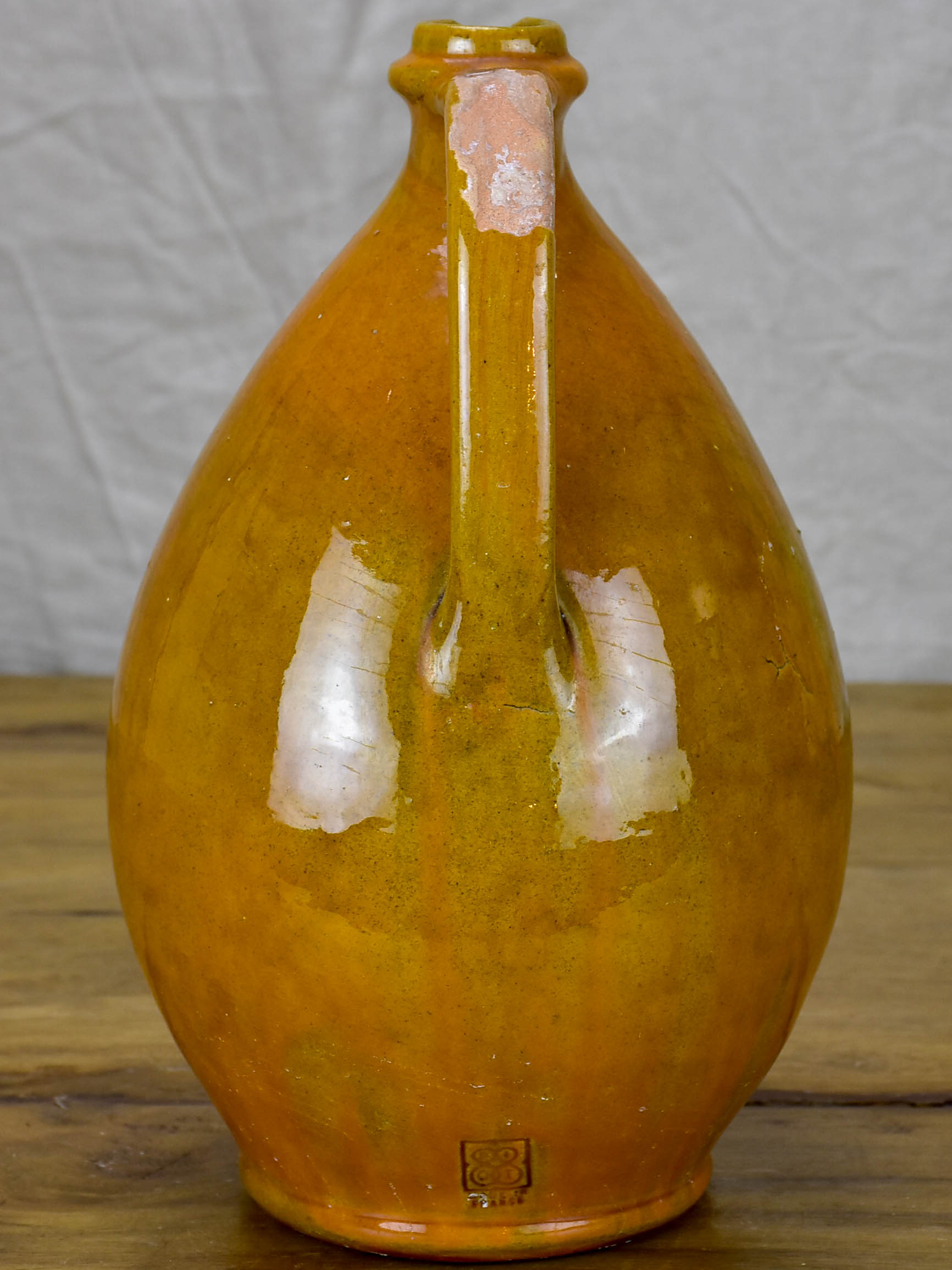 Vintage pitcher from Biot with orange glaze