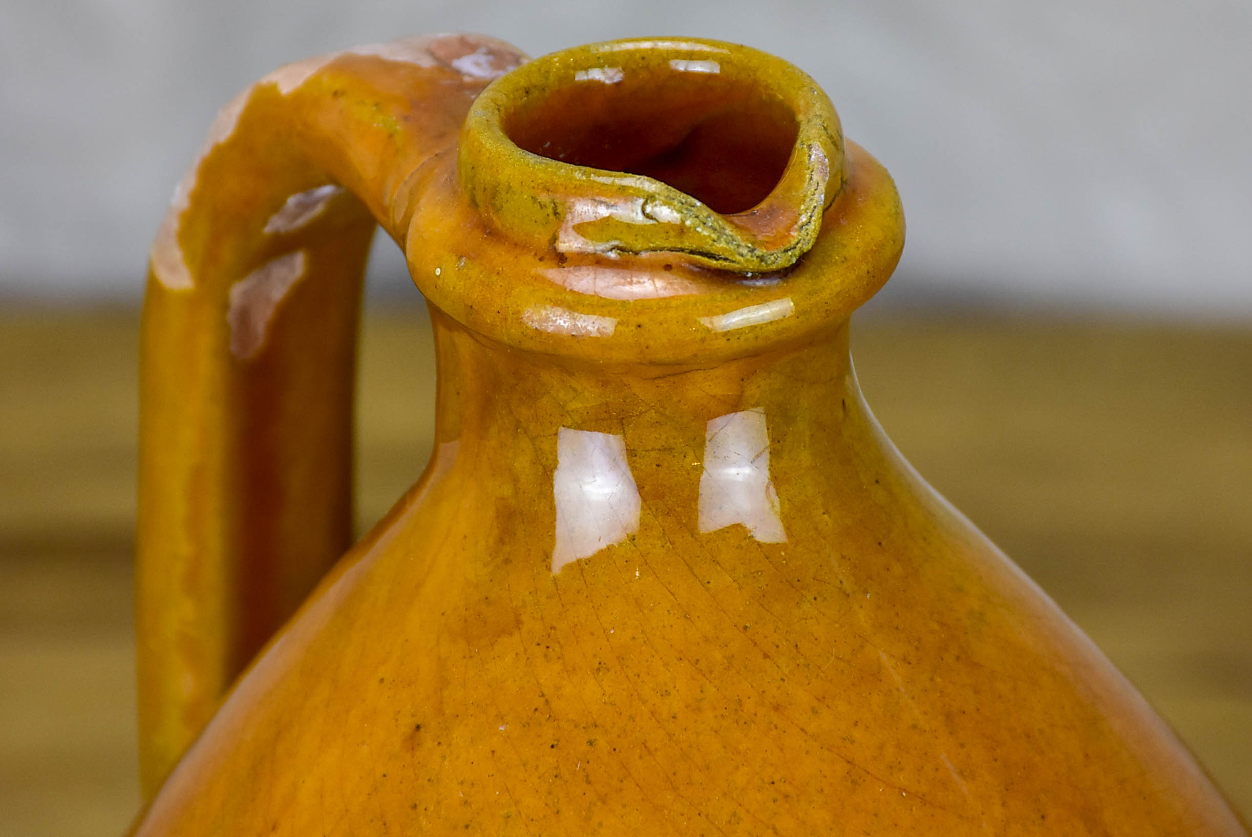 Vintage pitcher from Biot with orange glaze