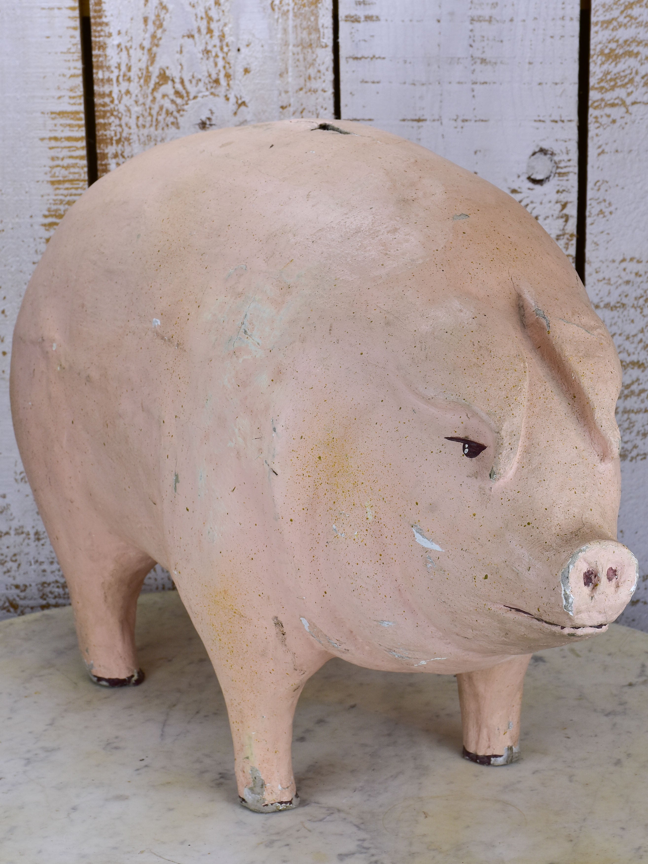 Large vintage French paper mache pig