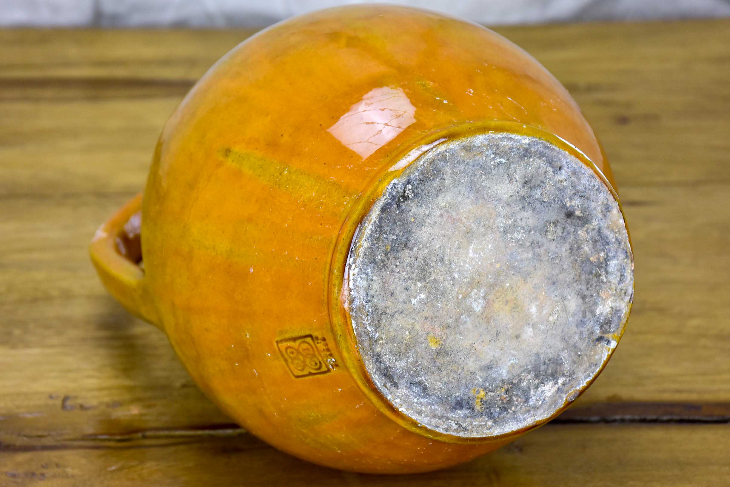 Vintage pitcher from Biot with orange glaze