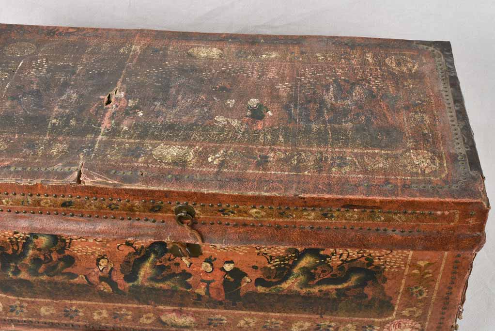 Old Aged Leather Decorated Chest