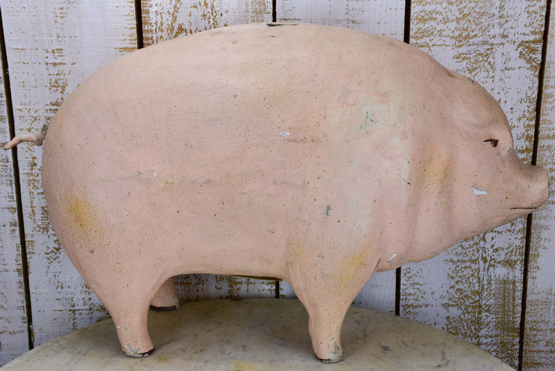 Large vintage French paper mache pig