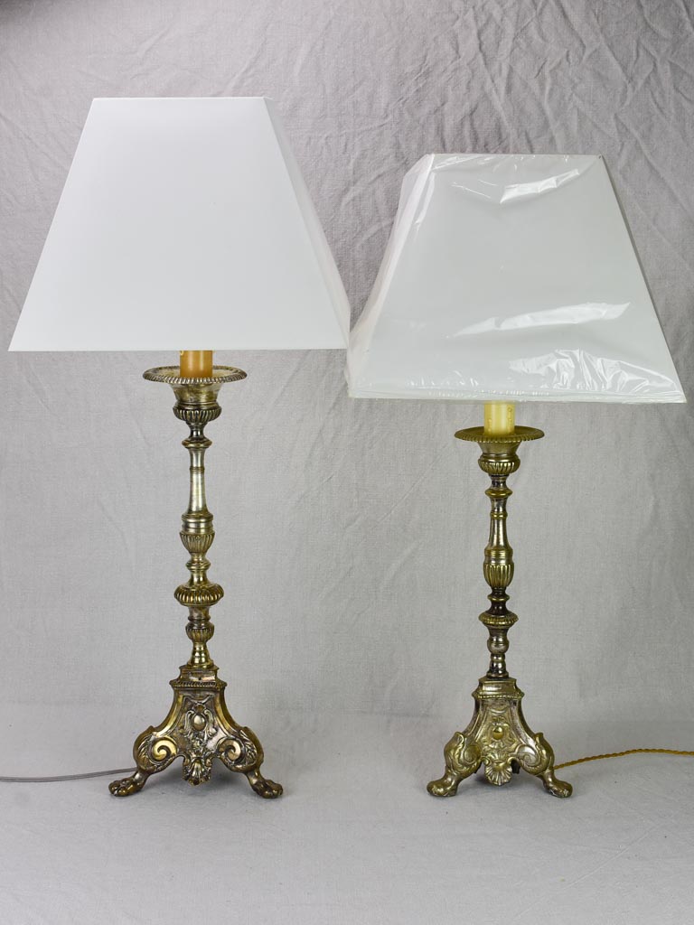 19th Century French candlestick lamp - large 32"