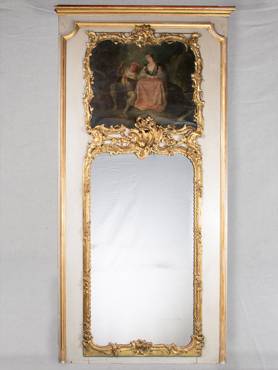 Monumental Louis XV 18th-century trumeau mirror 93¼"