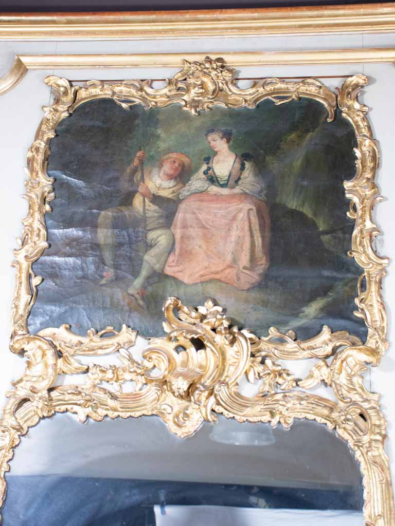 Monumental Louis XV 18th-century trumeau mirror 93¼"