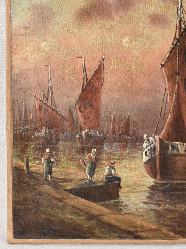 Historic Warth harbour seascape illustration