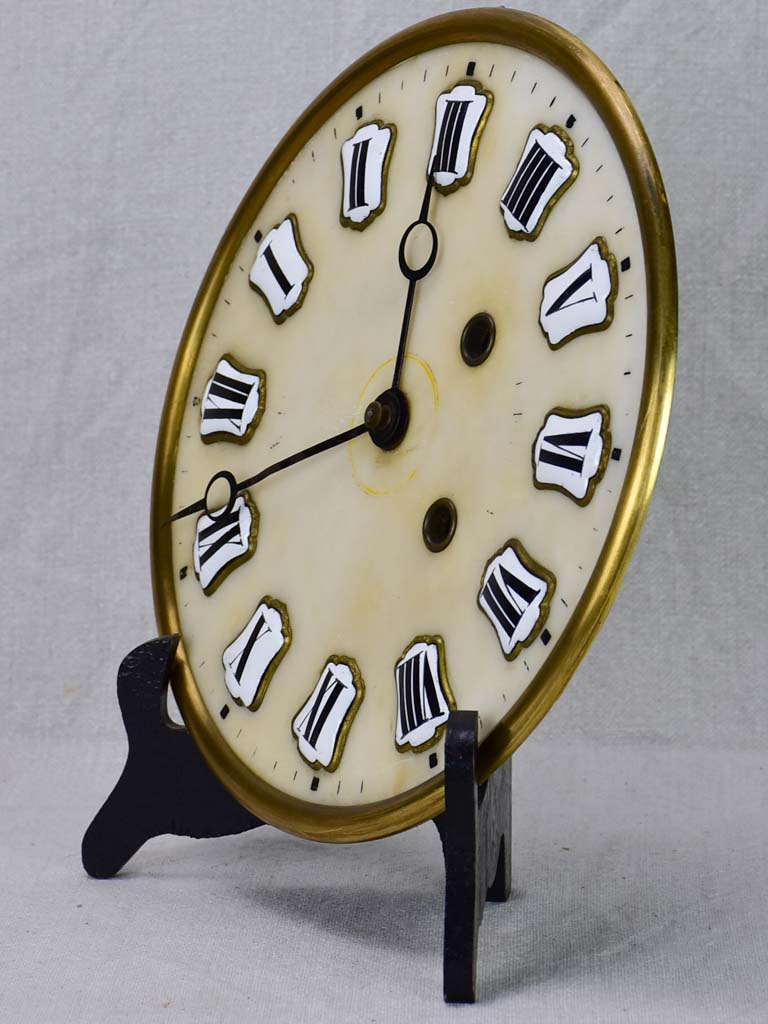 Salvaged Napoleon III clock face with enamel roman numerals 9¾"