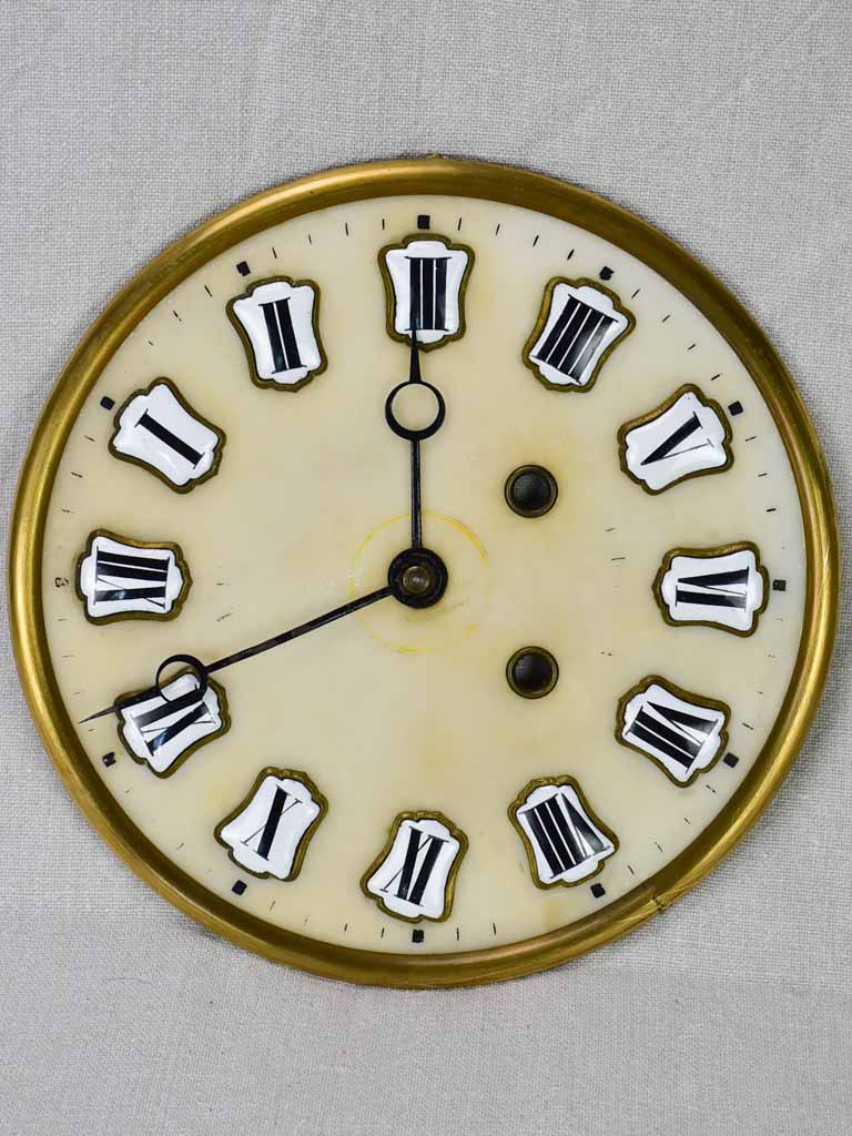 Salvaged Napoleon III clock face with enamel roman numerals 9¾"