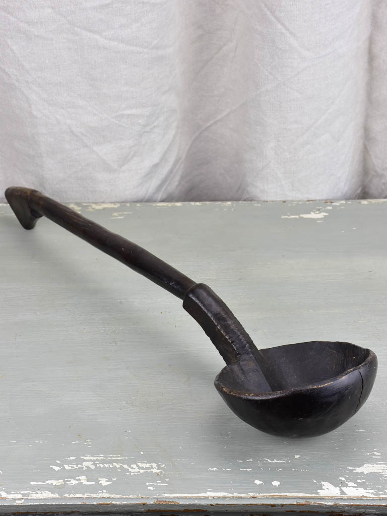 Very large late 19th Century primitive wooden ladle