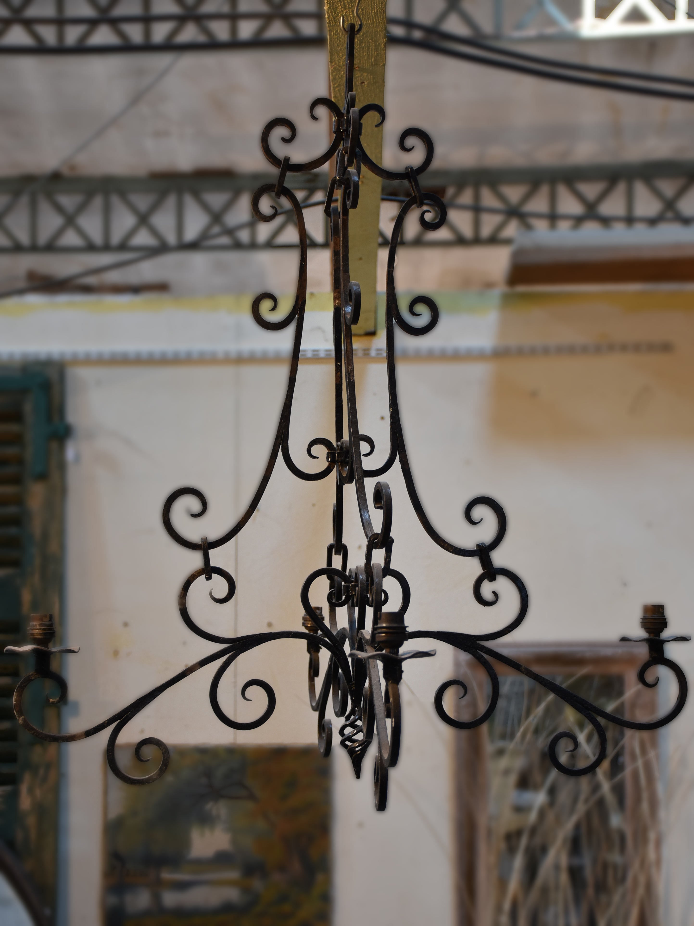 Vintage wrought iron French lustre