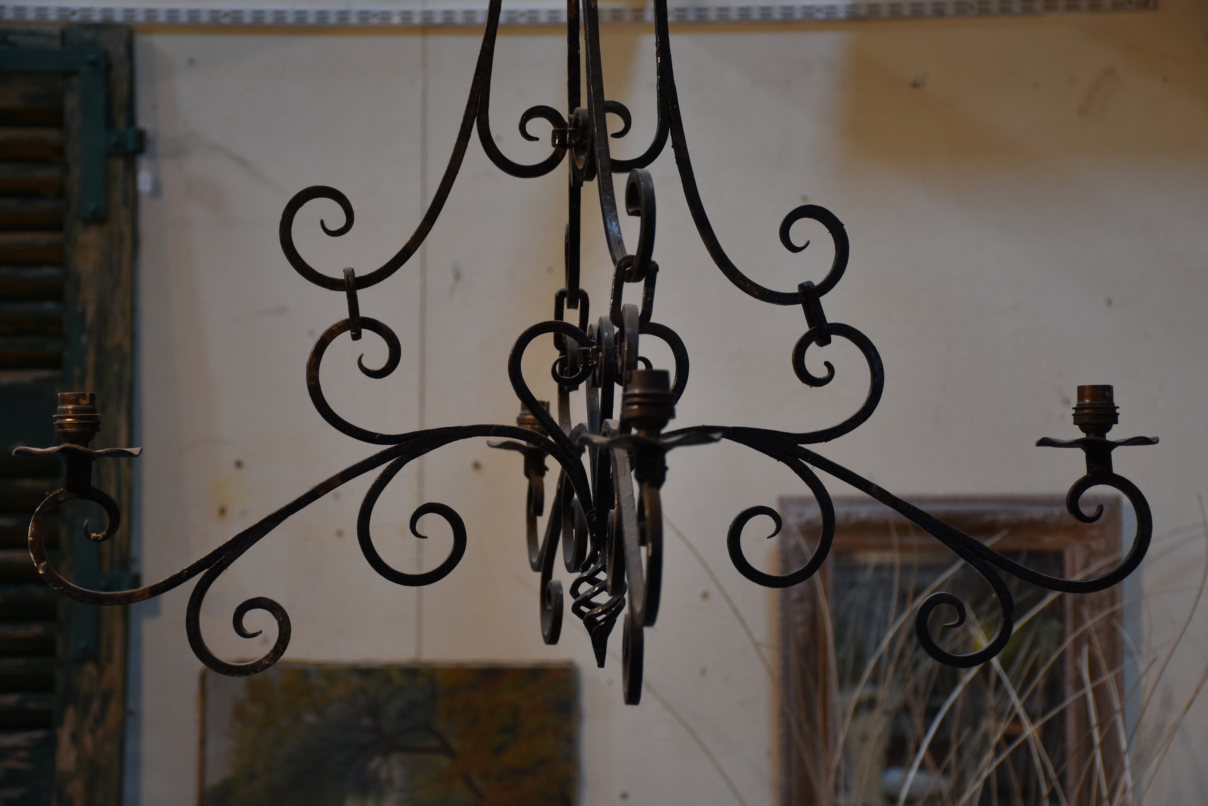 Vintage wrought iron French lustre