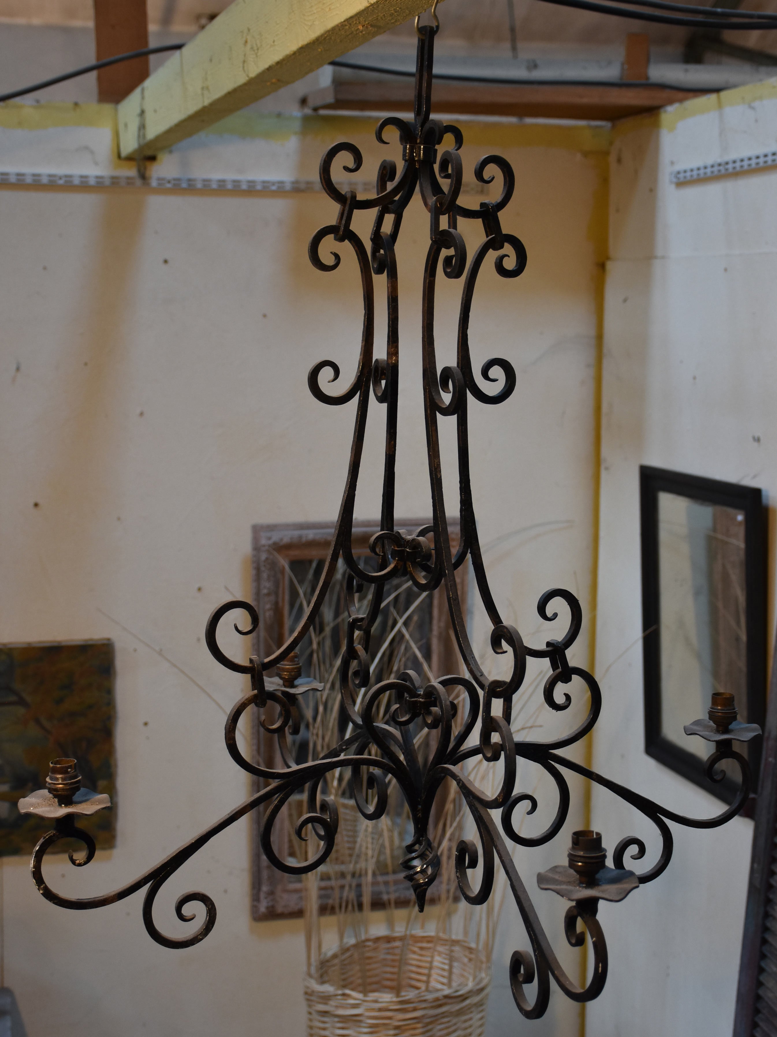 Vintage wrought iron French lustre