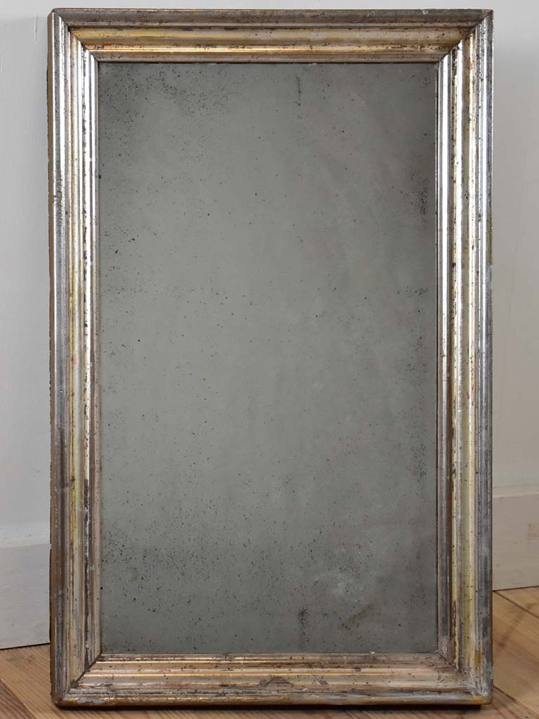 Small late 19th Century rectangular mirror with silver frame 14¼" x 22½"