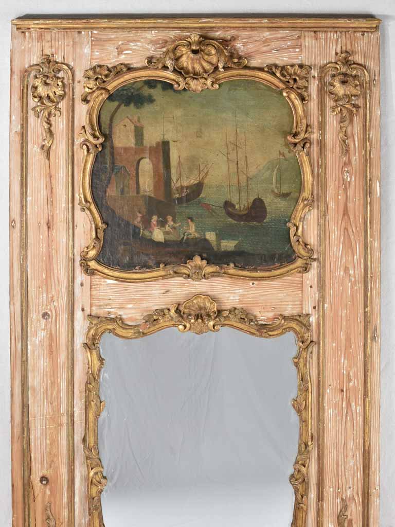 Very large rare 18th century Louis XV trumeau mirror 45¼" x 72¾"