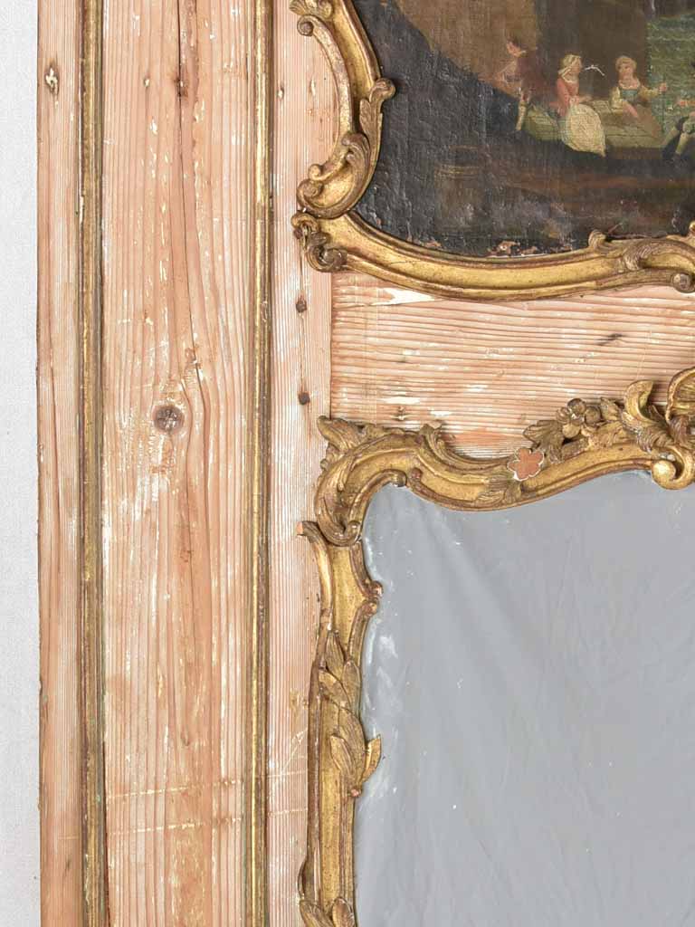 Very large rare 18th century Louis XV trumeau mirror 45¼" x 72¾"