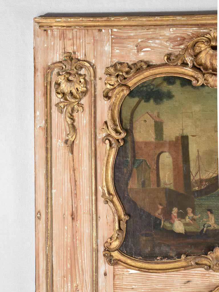 Very large rare 18th century Louis XV trumeau mirror 45¼" x 72¾"