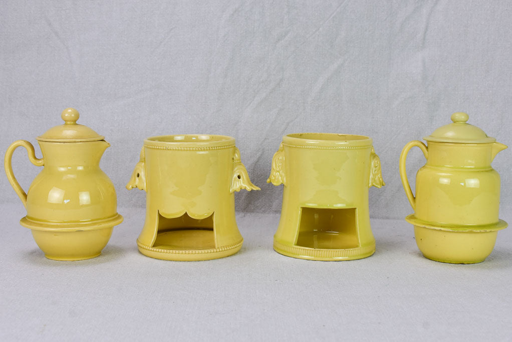 Yellow Ware Tea Pots with Candles