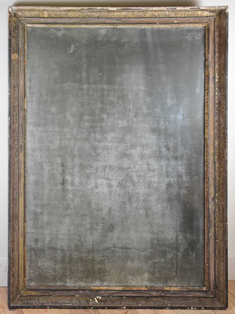 Very large 18th-century Directoire mirror with timeworn glass 32" x 44"