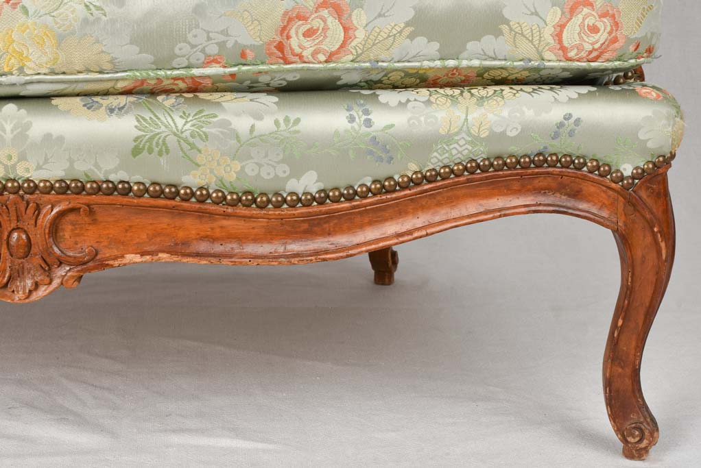 18th century marquise settee with floral silk upholstery 41¼"