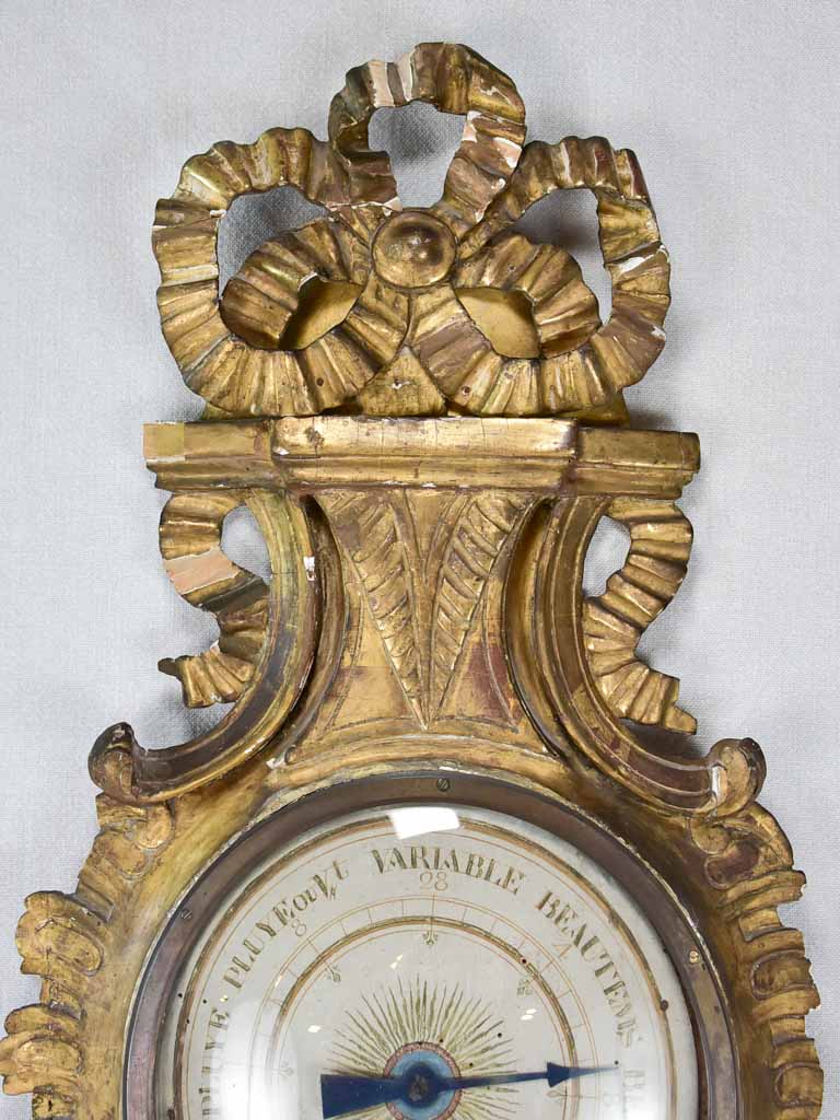 18th century gilt Louis XVI barometer 39¾"