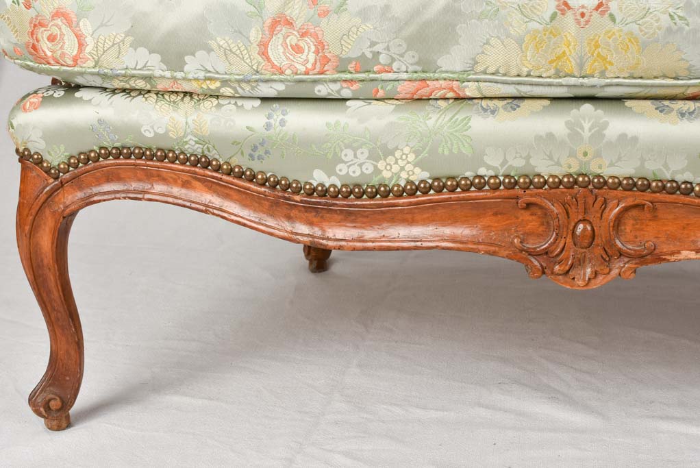 18th century marquise settee with floral silk upholstery 41¼"