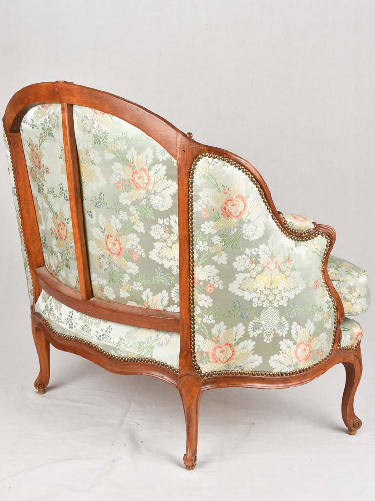 18th century marquise settee with floral silk upholstery 41¼"