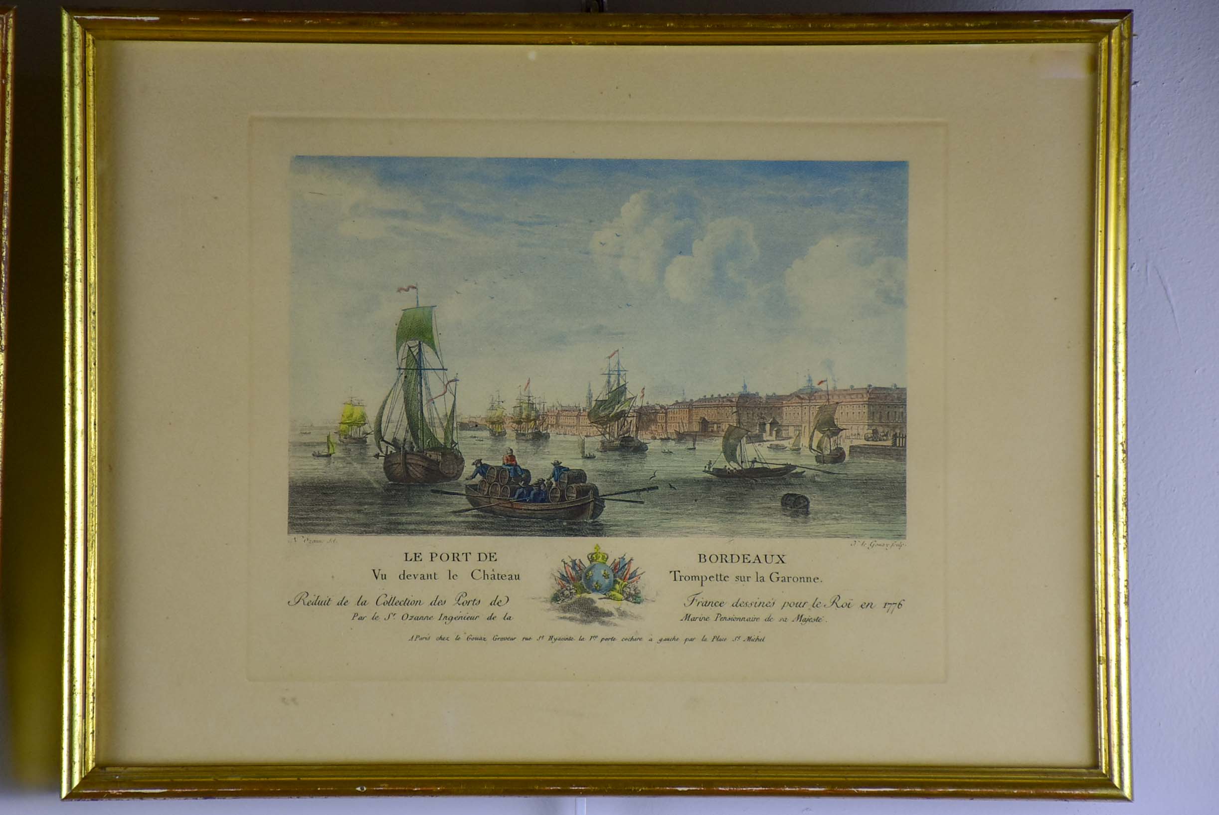 Lot of 5 French ports - etchings by N. Ozane, marine artist to the King 13 ½'' x 11 ¼''