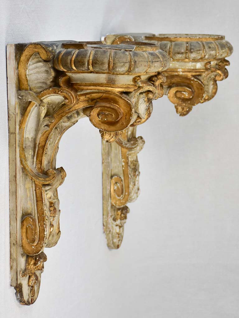 Gilt finished Italian display brackets