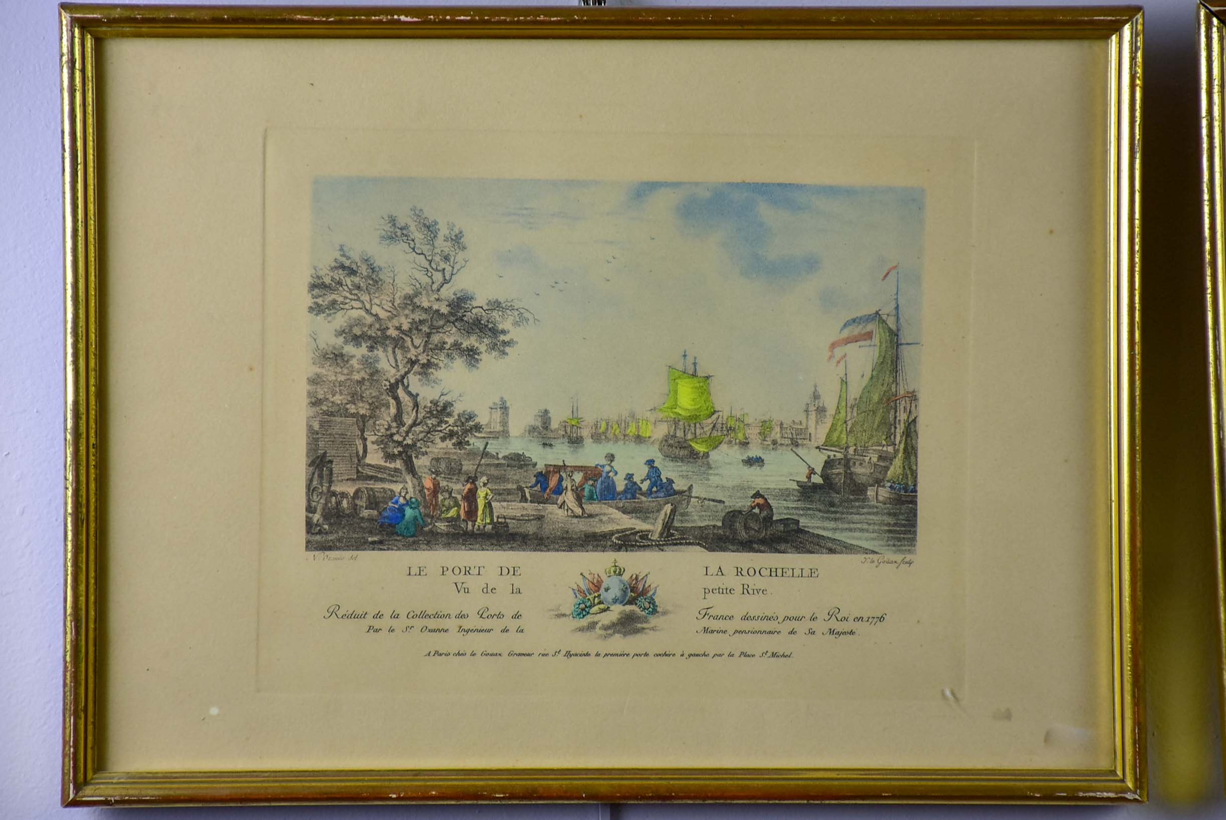 Lot of 5 French ports - etchings by N. Ozane, marine artist to the King 13 ½'' x 11 ¼''