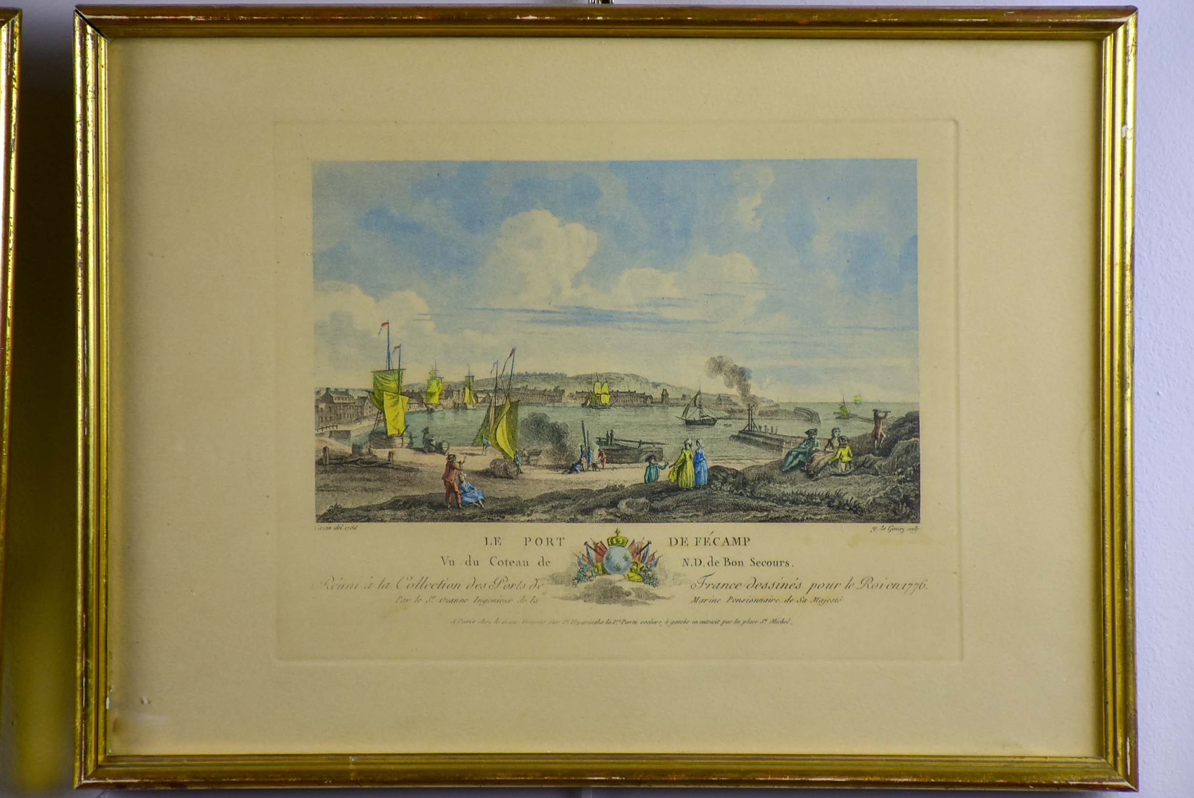 Lot of 5 French ports - etchings by N. Ozane, marine artist to the King 13 ½'' x 11 ¼''