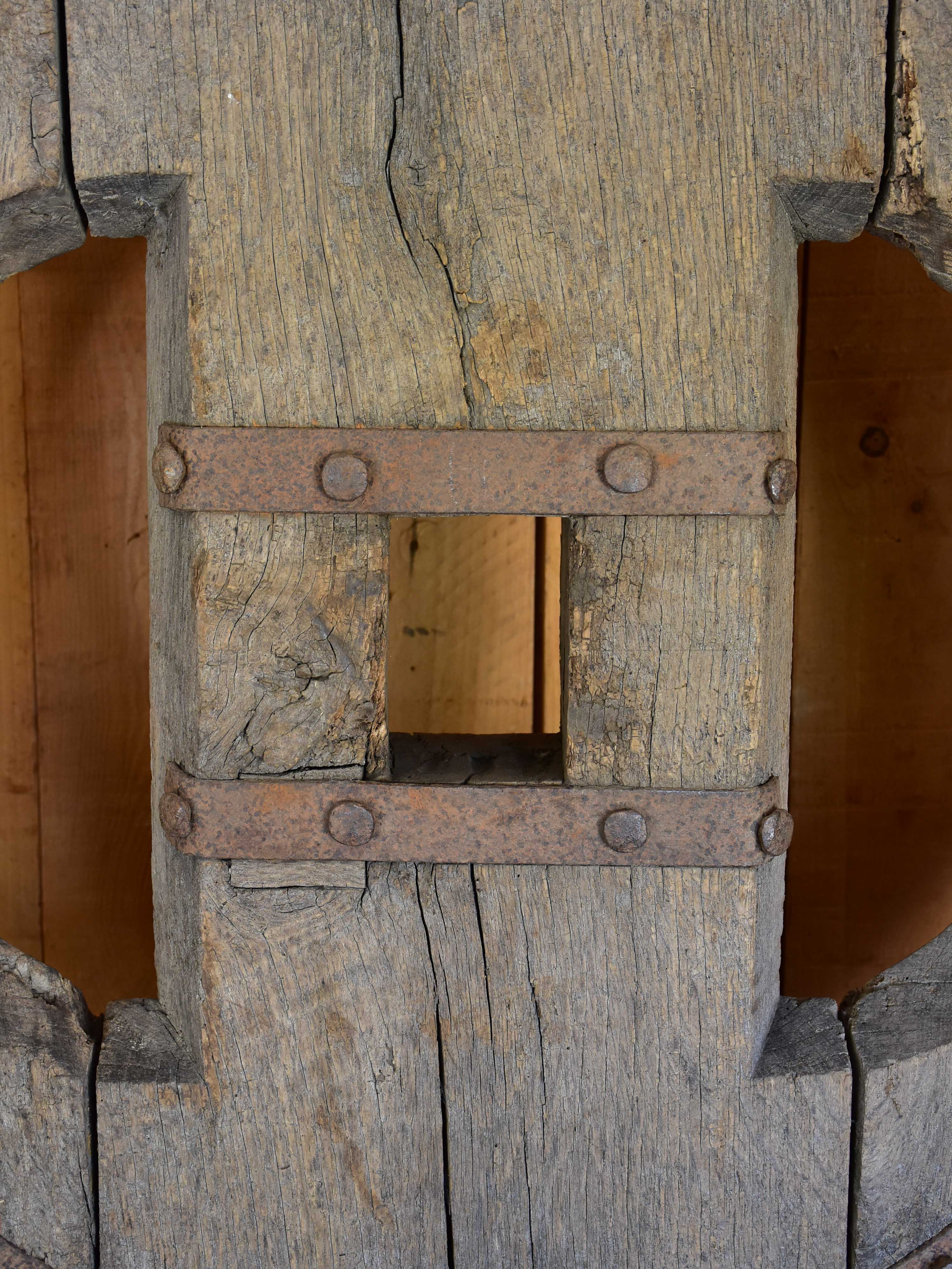 Mounted French wagon wheel from the 17th century