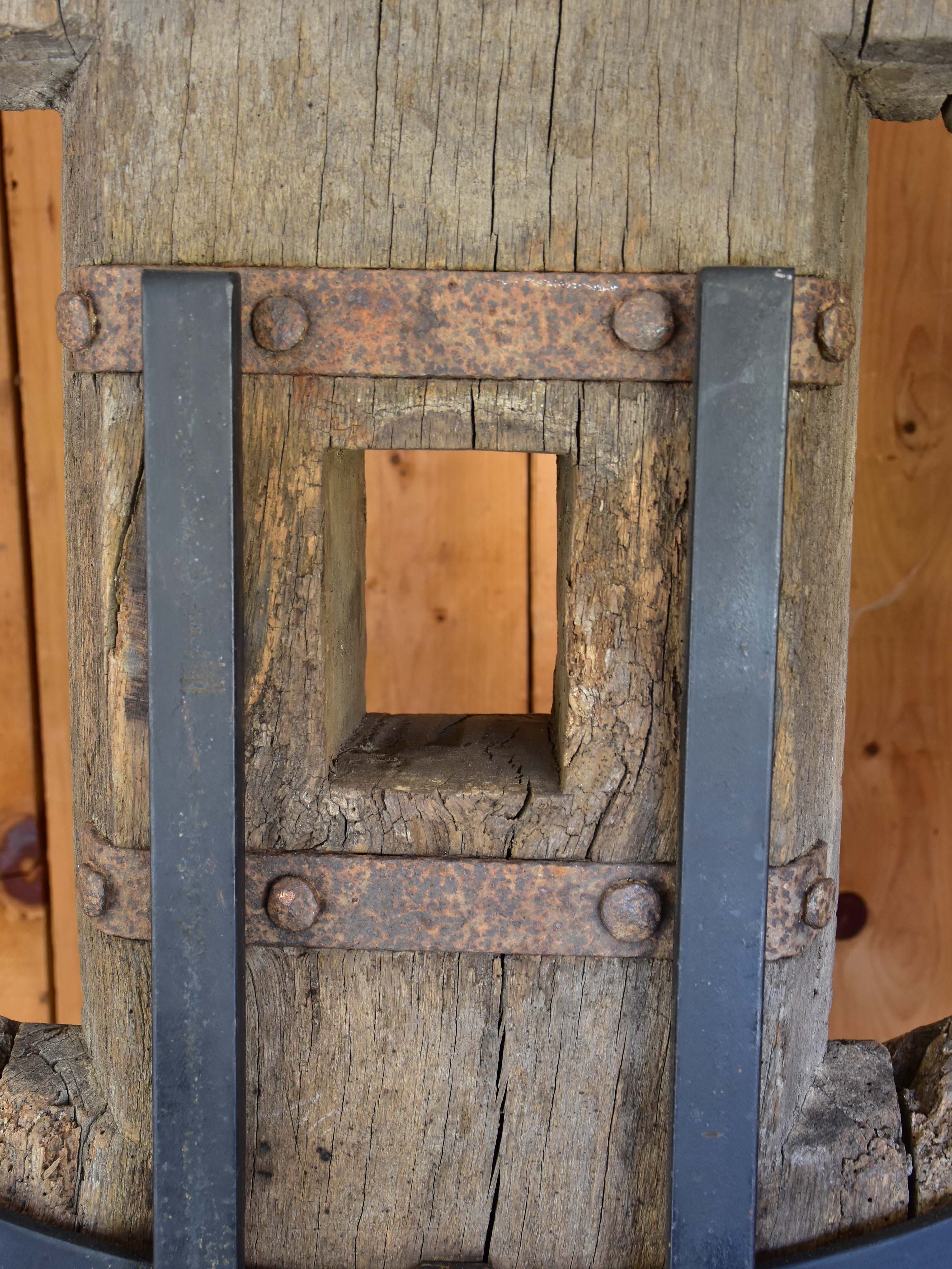 Mounted French wagon wheel from the 17th century