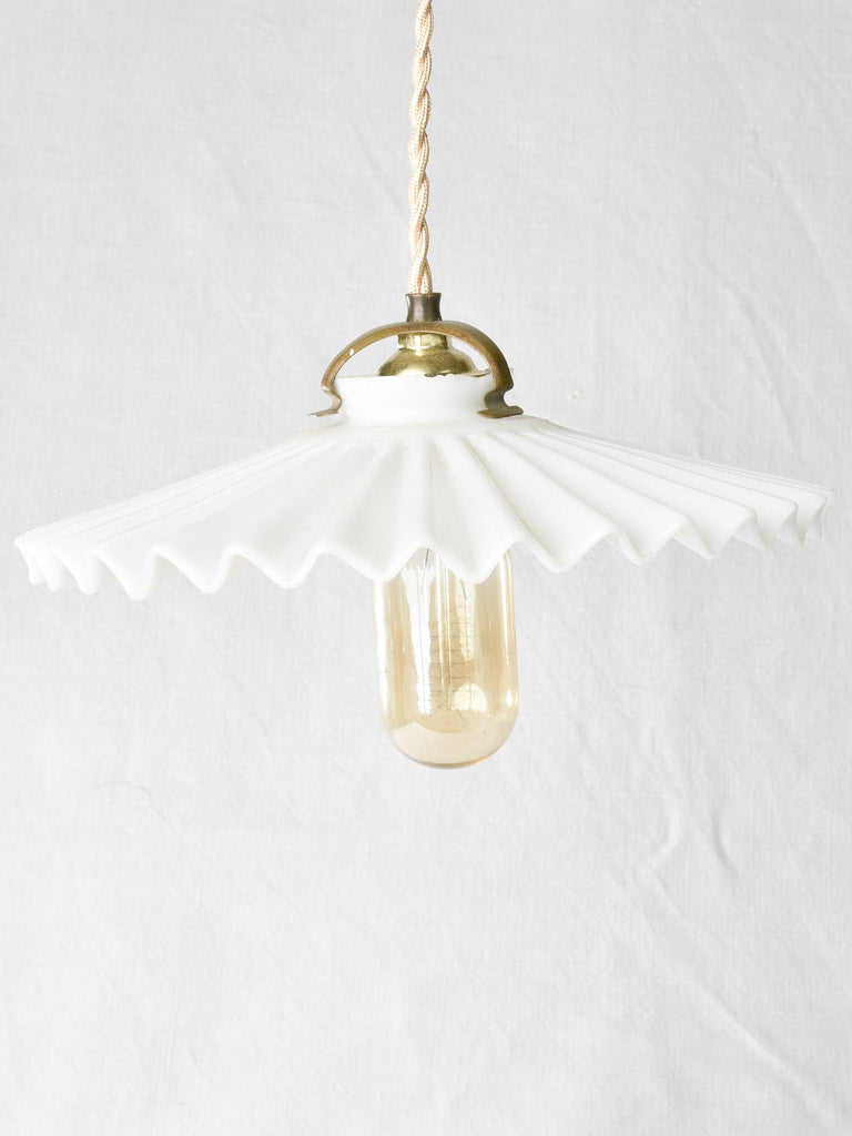 2 opaline glass pendant light fittings - 1950s - 9¾"