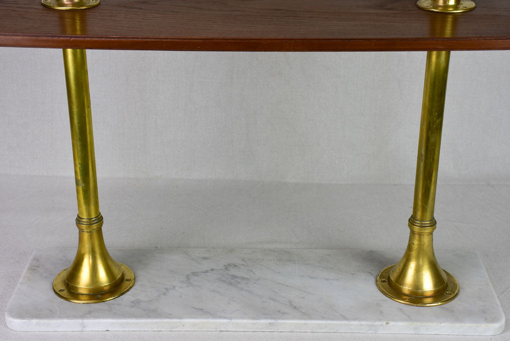 1950's display stand with three shelves - marble, brass and mahogany 33½""