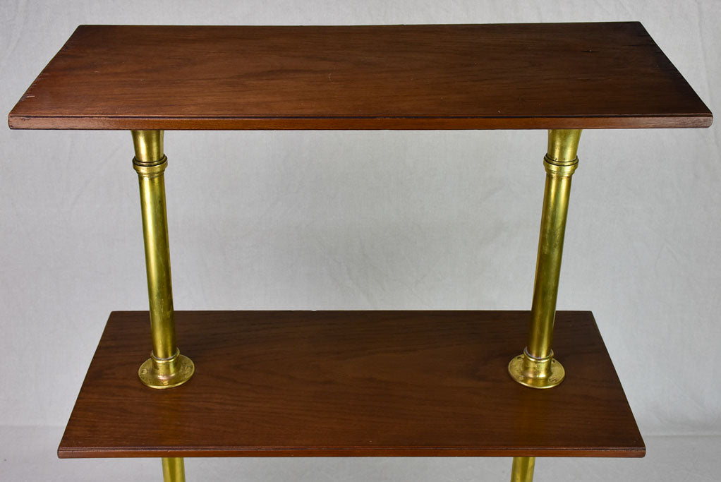 1950's display stand with three shelves - marble, brass and mahogany 33½""