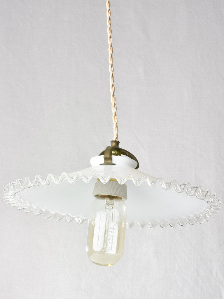 2 opaline glass pendant light fittings - 1950s - 9¾"