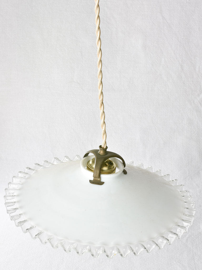 2 opaline glass pendant light fittings - 1950s - 9¾"