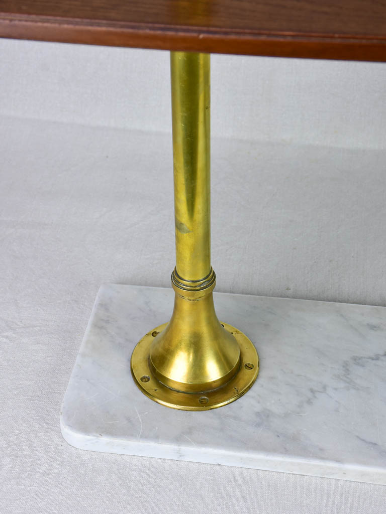 1950's display stand with three shelves - marble, brass and mahogany 33½""