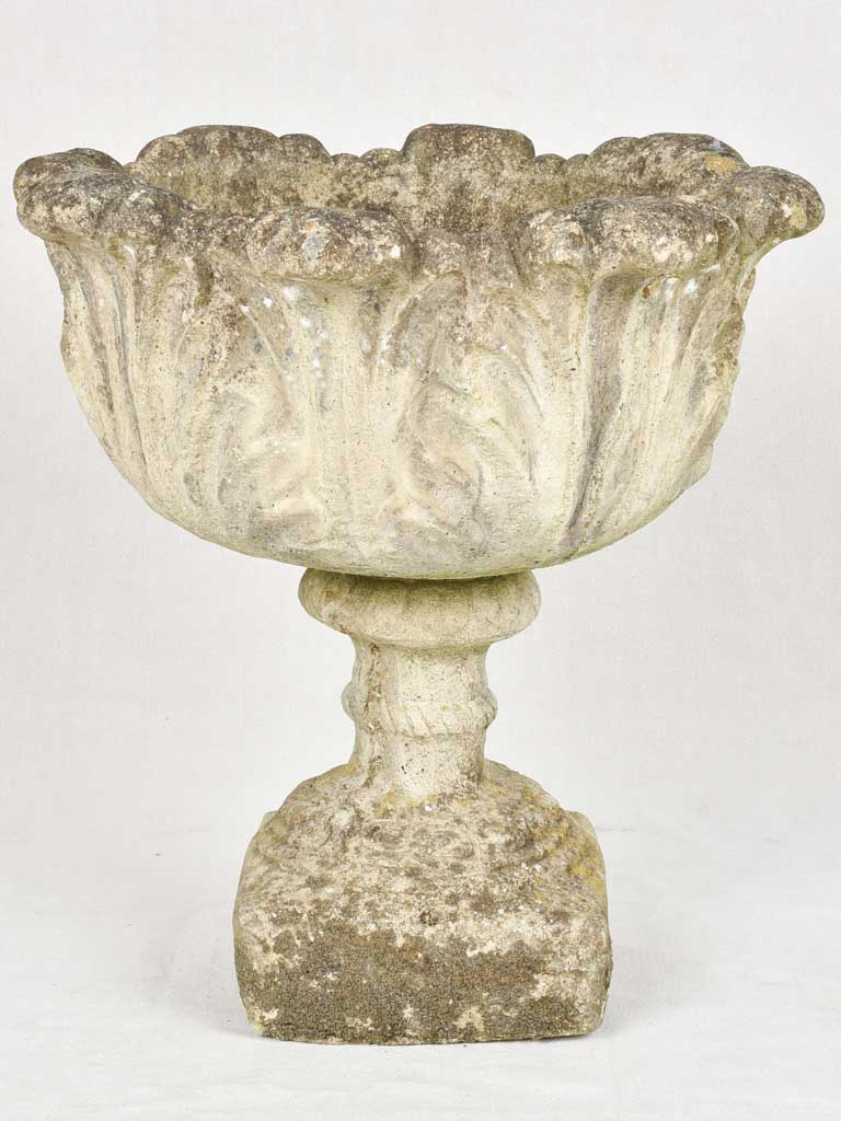 Timeworn acanthus leaf designed stone planter