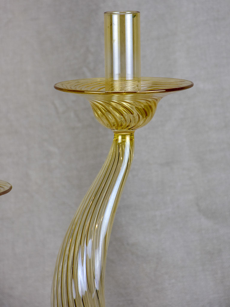 Two blown glass Murano candlesticks