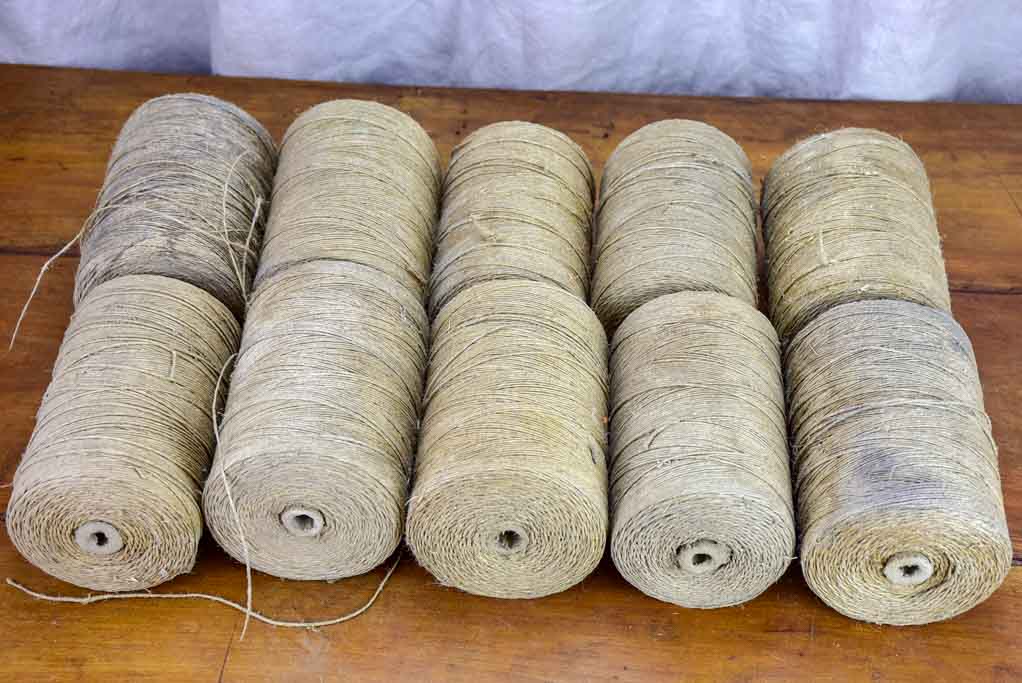 Collection of twenty large antique French twine spools