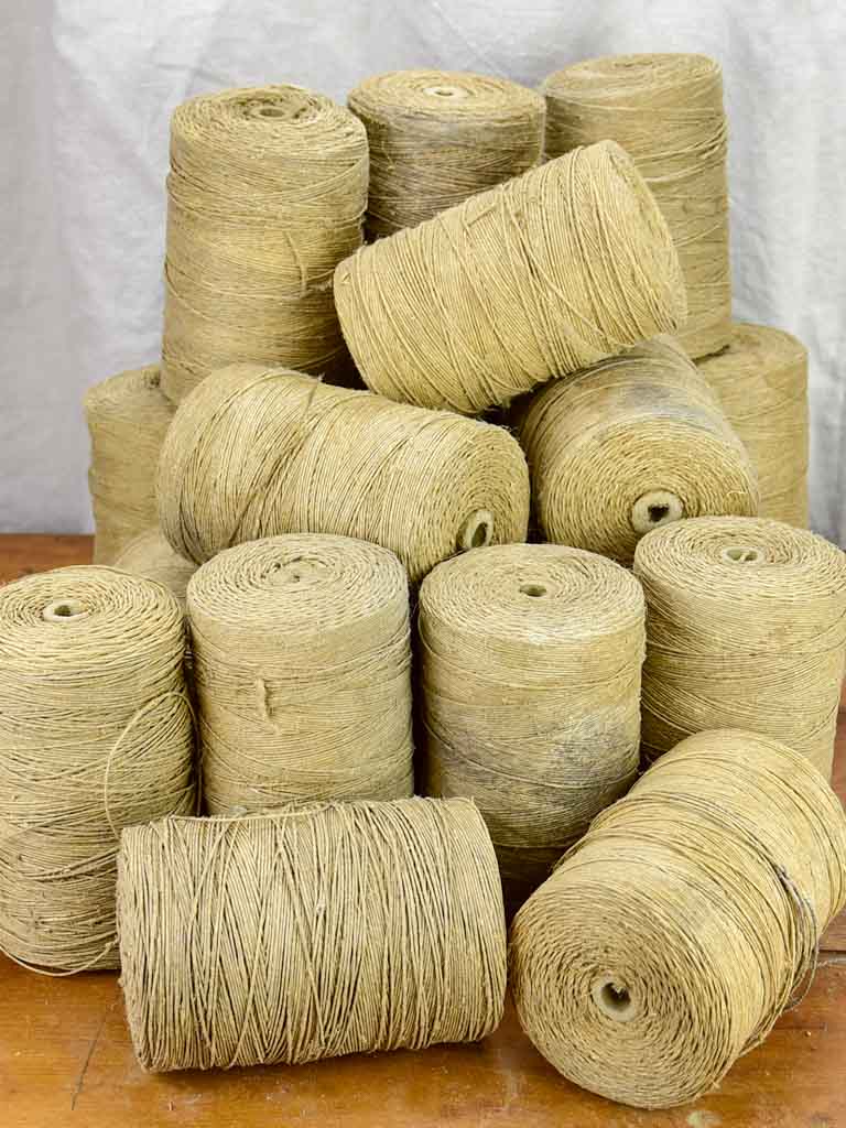 Collection of twenty large antique French twine spools