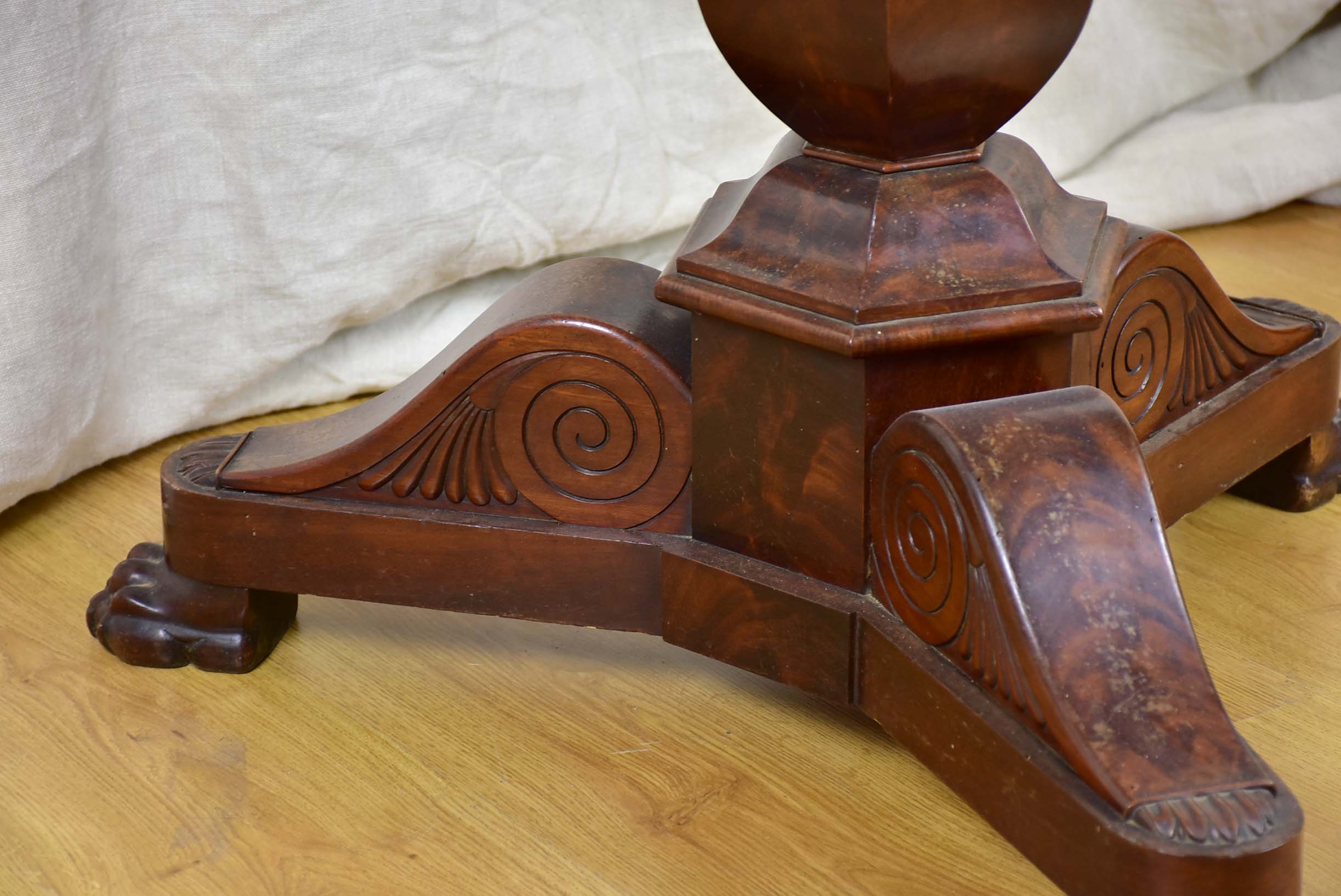 19th Century black marble top entry table with claw feet