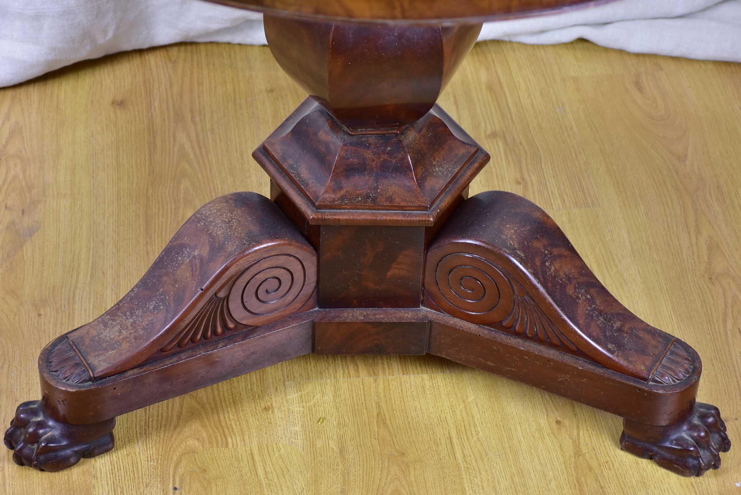 19th Century black marble top entry table with claw feet